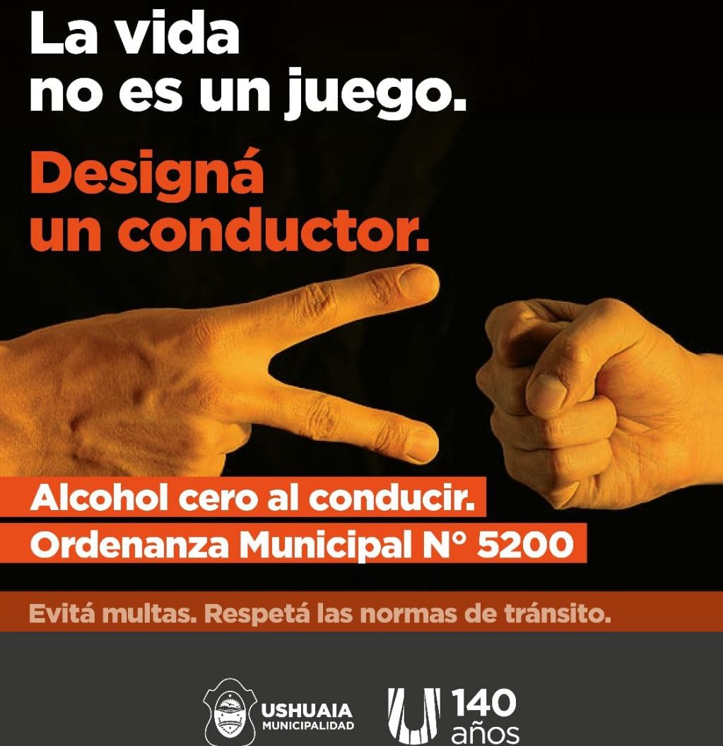 Día de la seguridad vial: La municipalidad de Ushuaia recuerda la vigencia de la ordenanza de “alcohol cero”